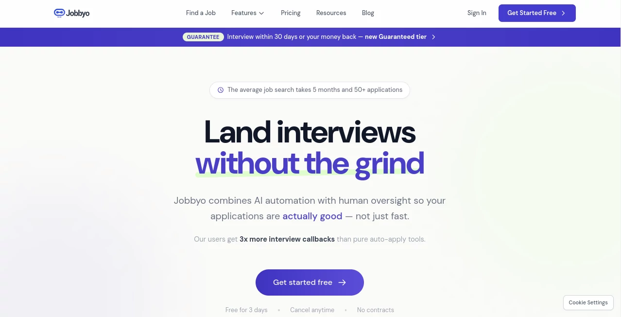 Screenshot of Jobbyo – An AI tool in the ,AI Life Assistant ,AI Recruiting ,AI Resume Builder ,AI Cover Letter Generator  category, showcasing its interface and key features.
