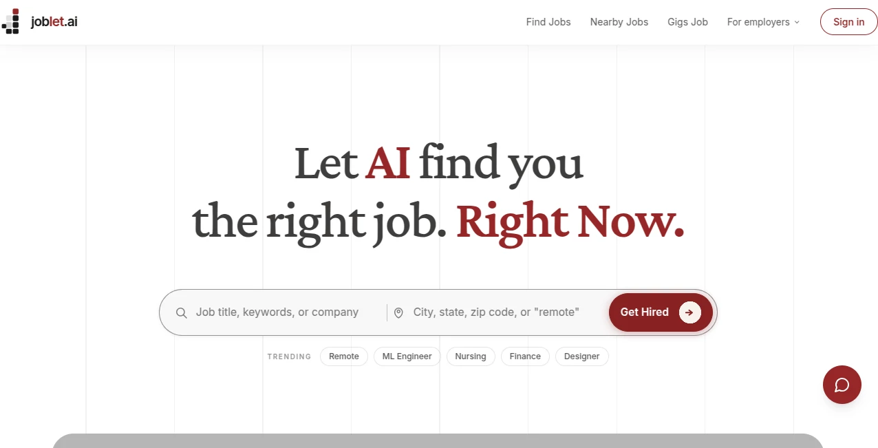 Screenshot of Joblet.ai – An AI tool in the ,AI Life Assistant ,AI Interview Assistant ,AI Recruiting ,AI Resume Builder  category, showcasing its interface and key features.