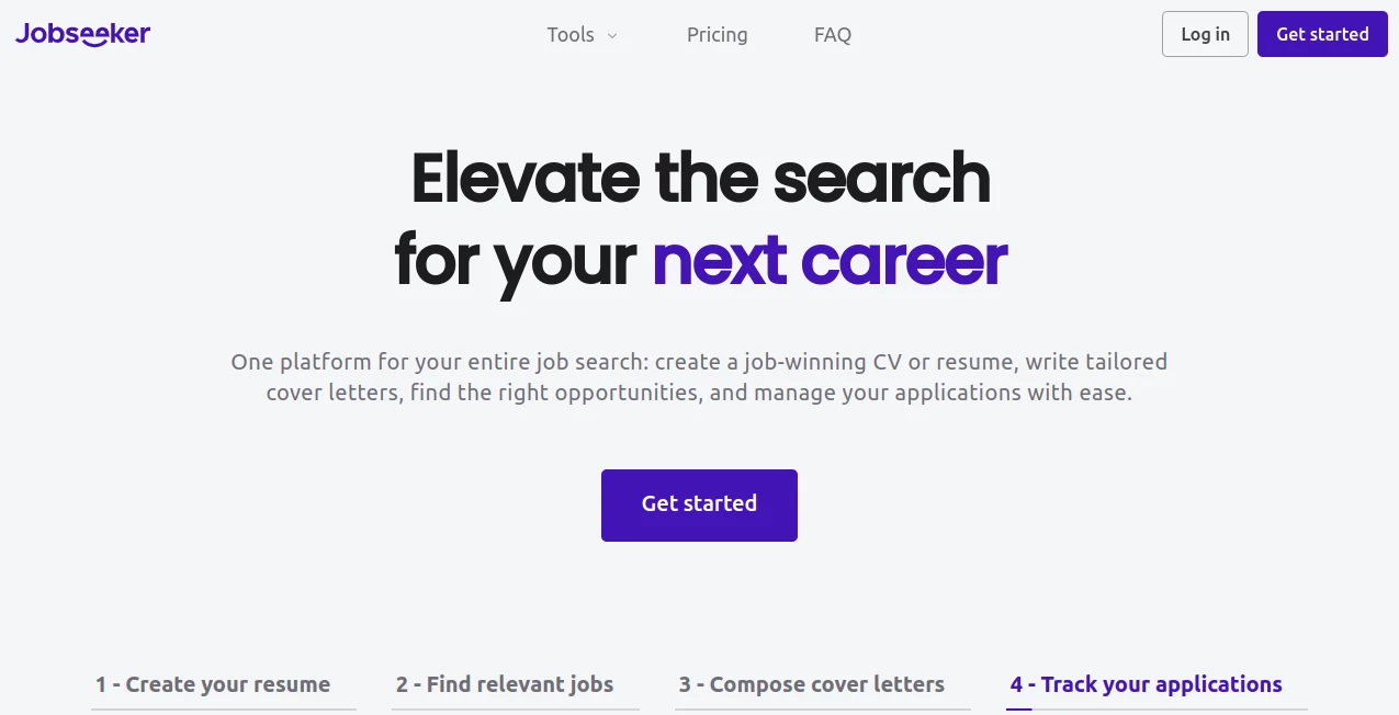 Screenshot of Jobseeker – An AI tool in the ,AI Cover Letter Generator ,AI Interview Assistant ,AI Recruiting ,AI Resume Builder  category, showcasing its interface and key features.