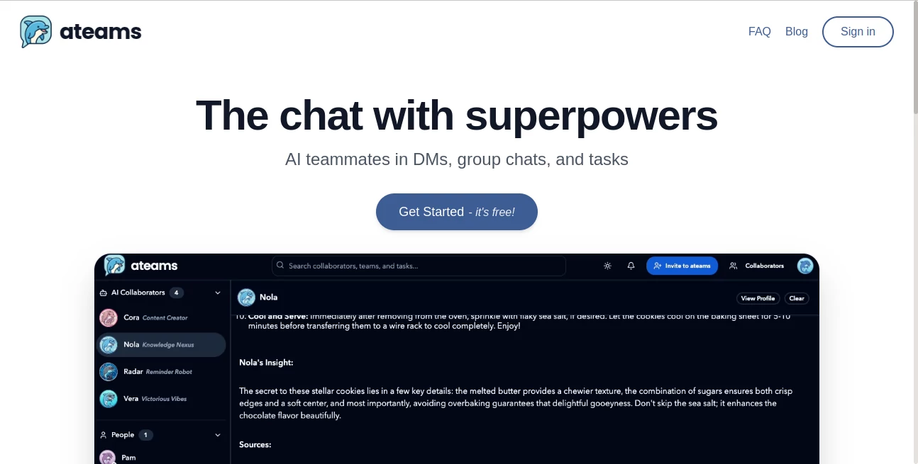 Screenshot of ateams – An AI tool in the ,AI Productivity Tools ,AI Task Management ,AI Team Collaboration ,AI Meeting Assistant  category, showcasing its interface and key features.