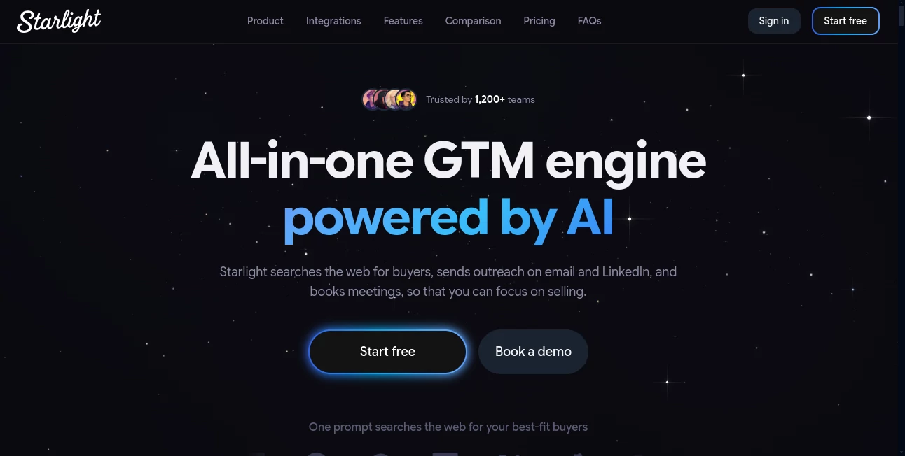 Screenshot of Starlight – An AI tool in the ,AI Lead Generation ,AI Sales Assistant ,AI Email Marketing ,AI CRM Assistant  category, showcasing its interface and key features.