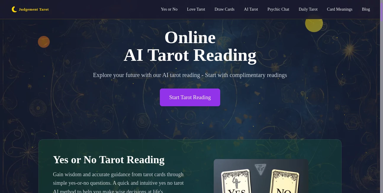 Screenshot of Judgement Tarot – An AI tool in the ,AI Life Assistant ,AI Fun Tools ,Other  category, showcasing its interface and key features.