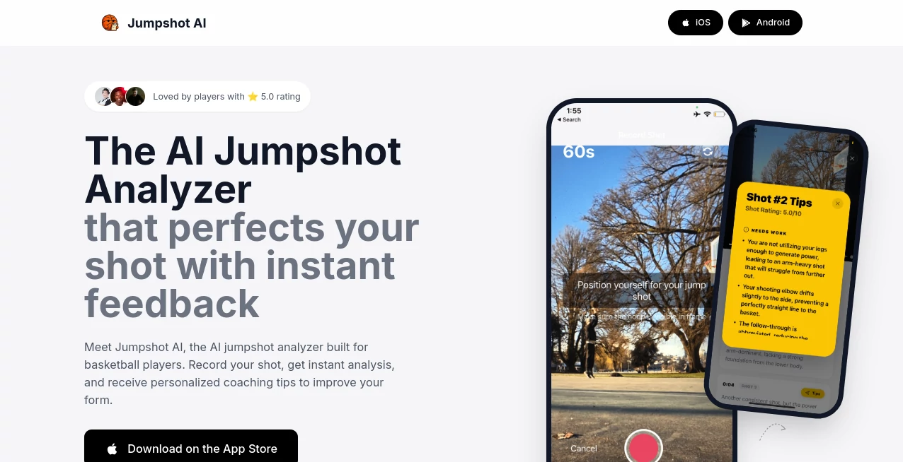Screenshot of Jumpshot AI – An AI tool in the ,AI Healthcare ,AI Sports ,AI Coaching  category, showcasing its interface and key features.