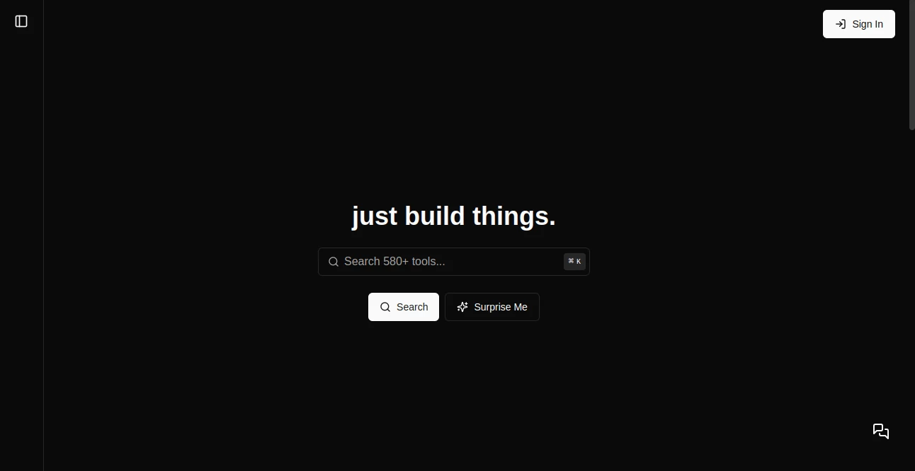 Screenshot of just build things – An AI tool in the ,Design & Art ,AI Productivity Tools ,Code & IT ,AI Writing Assistants  category, showcasing its interface and key features.