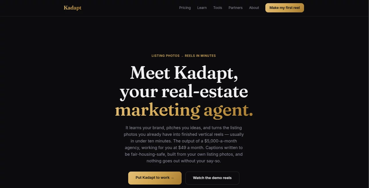 Screenshot of Kadapt – An AI tool in the ,AI Video Generator ,AI Video Editor ,AI Marketing Plan Generator ,AI Advertising Assistant  category, showcasing its interface and key features.