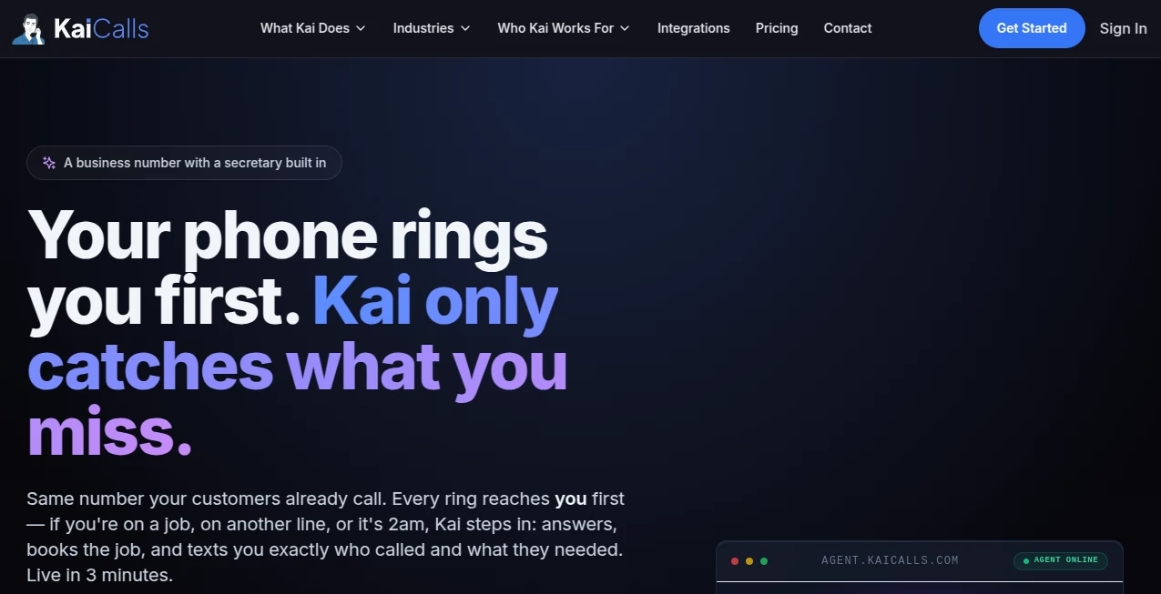 Screenshot of KaiCalls – An AI tool in the ,AI Voice Assistants ,AI Sales Assistant ,AI Customer Service Assistant ,AI Scheduling  category, showcasing its interface and key features.