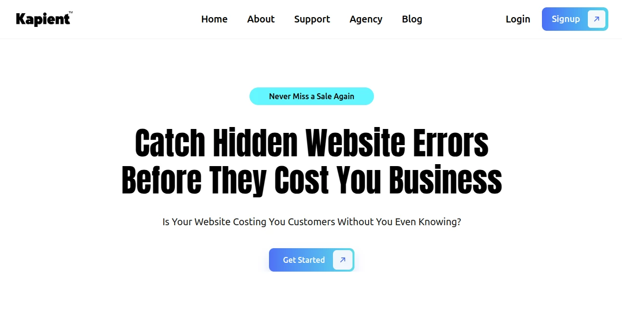 Screenshot of Kapient – An AI tool in the ,AI Website Builder ,AI Developer Tools ,AI SEO Assistant ,AI Productivity Tools  category, showcasing its interface and key features.