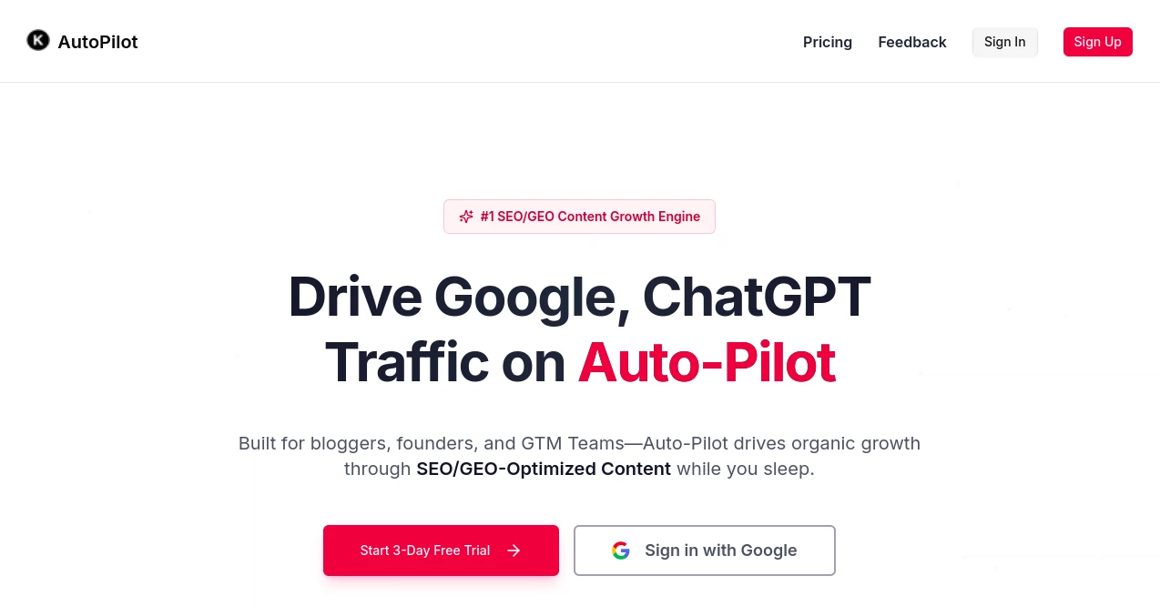Screenshot of Keywordly Auto-pilot – An AI tool in the ,AI SEO Assistant ,AI Content Generator ,AI Research Tool ,AI Blog Writer  category, showcasing its interface and key features.