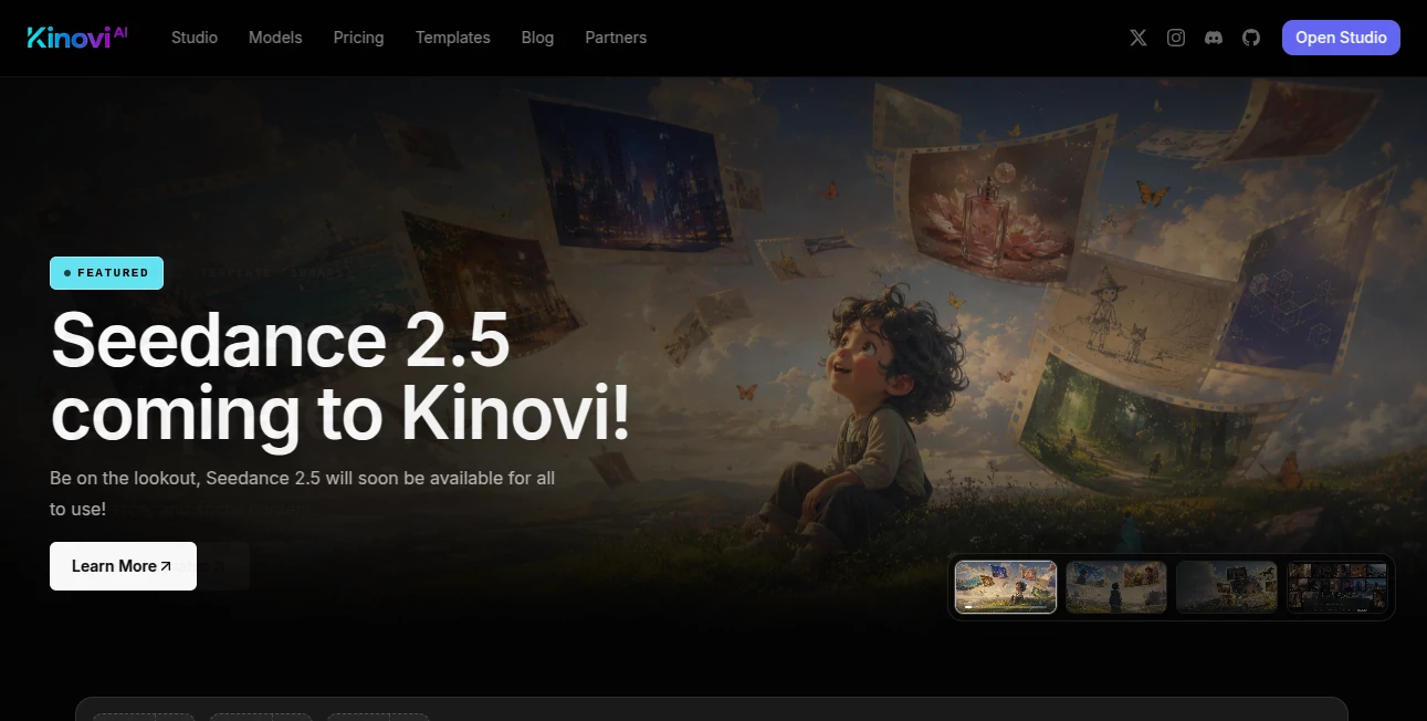 Screenshot of Kinovi – An AI tool in the ,AI Image to Video ,AI Video Editor ,AI Video Generator ,AI API Design  category, showcasing its interface and key features.