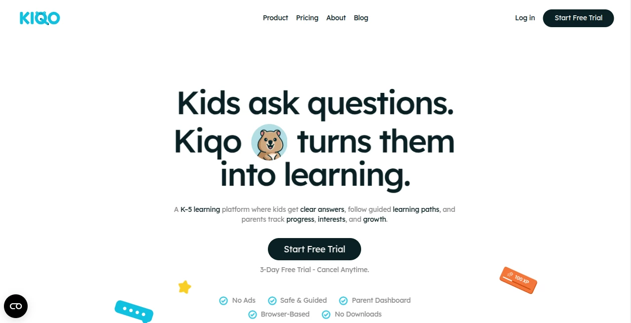 Screenshot of Kiqo – An AI tool in the ,AI Tutorial ,AI Course ,AI Education Assistant  category, showcasing its interface and key features.