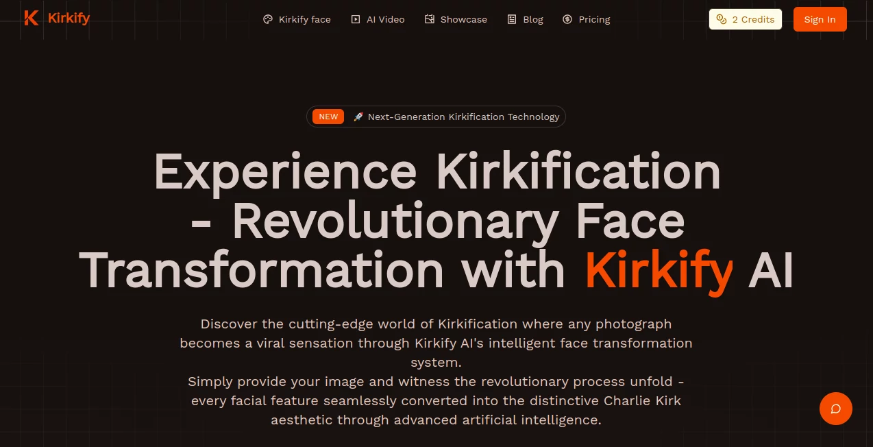 Screenshot of Kirkify – An AI tool in the ,AI Photo & Image Generator ,AI Image to Image ,AI Face Swap Generator ,AI Fun Tools  category, showcasing its interface and key features.