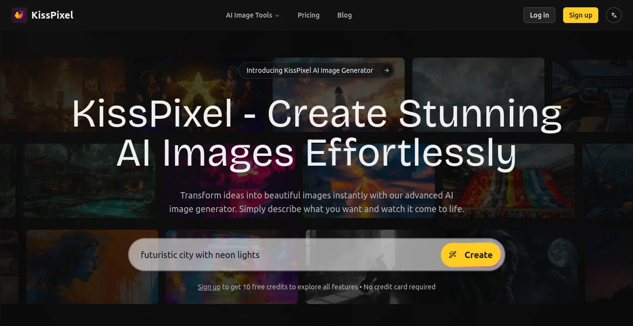 Screenshot of KissPixel – An AI tool in the ,AI Photo & Image Generator  category, showcasing its interface and key features.