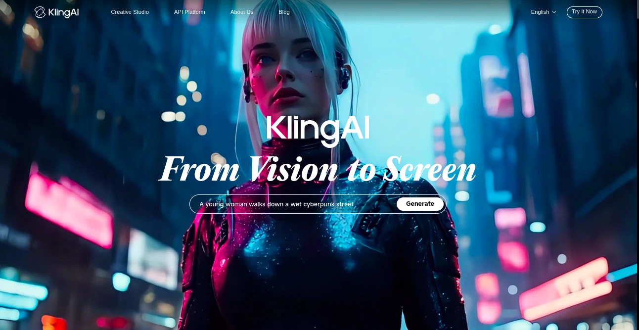 Screenshot of Kling AI – An AI tool in the ,AI Animated Video ,AI Image to Video ,AI Video Generator ,AI Text to Video  category, showcasing its interface and key features.
