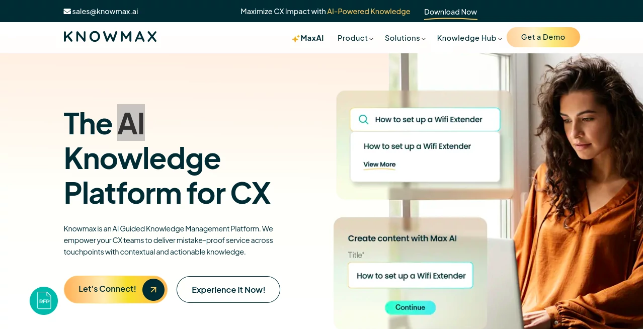 Screenshot of Knowmax AI – An AI tool in the ,AI Knowledge Base ,AI Knowledge Management ,AI Workflow Management ,AI SOP  category, showcasing its interface and key features.