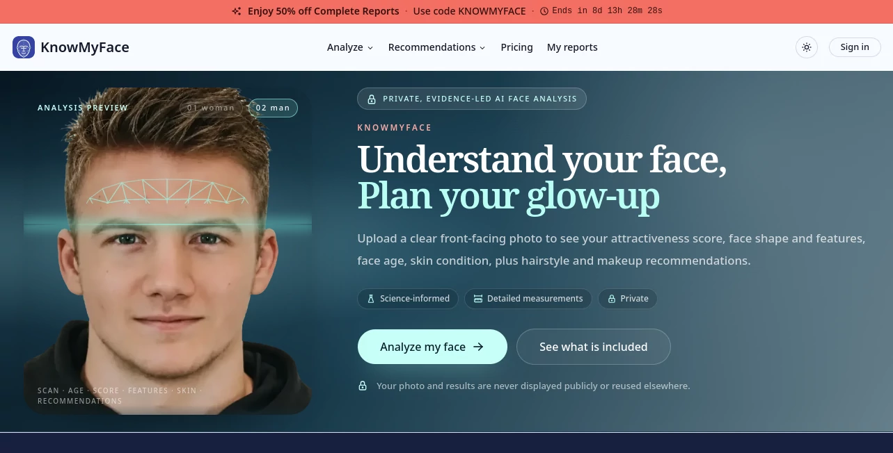 Screenshot of KnowMyFace – An AI tool in the ,AI Image Recognition ,Photo & Image Editor ,AI Selfie & Portrait ,AI Photography  category, showcasing its interface and key features.
