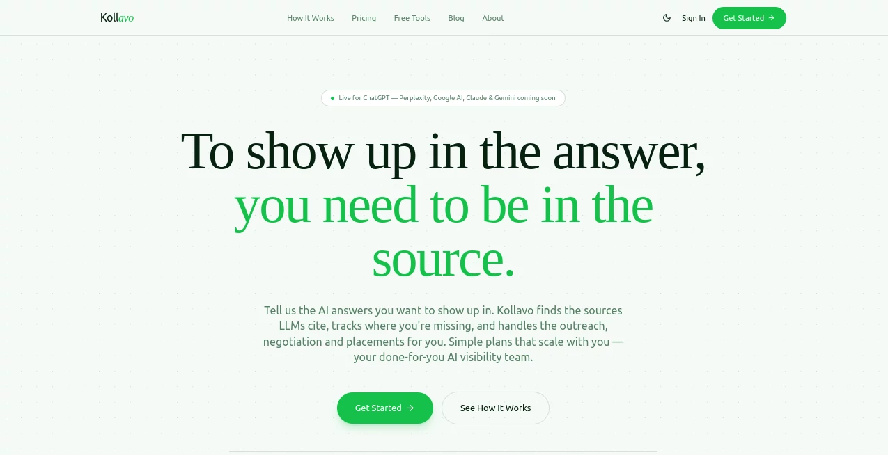 Screenshot of Kollavo – An AI tool in the ,AI Research Tool ,AI Analytics Assistant ,AI SEO Assistant ,AI Marketing Plan Generator  category, showcasing its interface and key features.