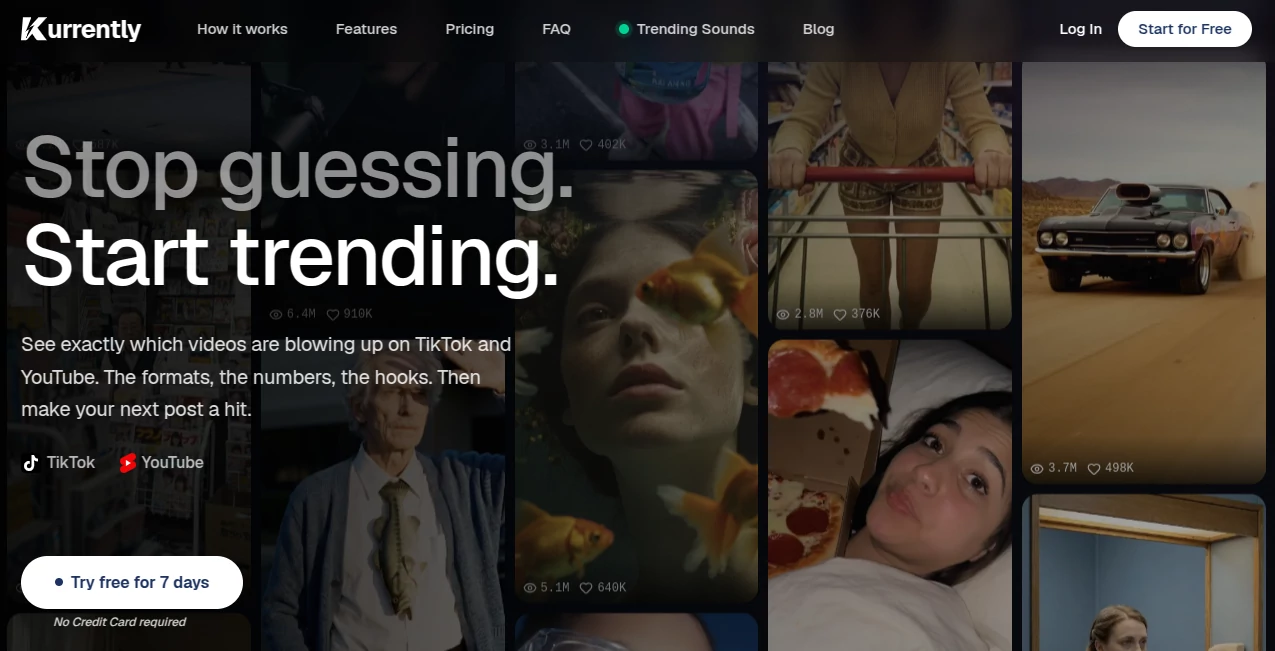 Screenshot of Kurrently – An AI tool in the ,AI YouTube Assistant ,AI Tiktok Assistant ,AI Analytics Assistant ,AI Social Media Assistant  category, showcasing its interface and key features.
