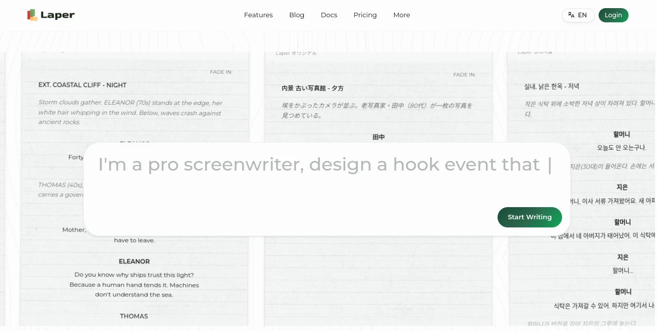 Screenshot of Laper – An AI tool in the ,AI Blog Writer ,AI Copywriting ,AI Writing Assistants ,AI Content Generator  category, showcasing its interface and key features.