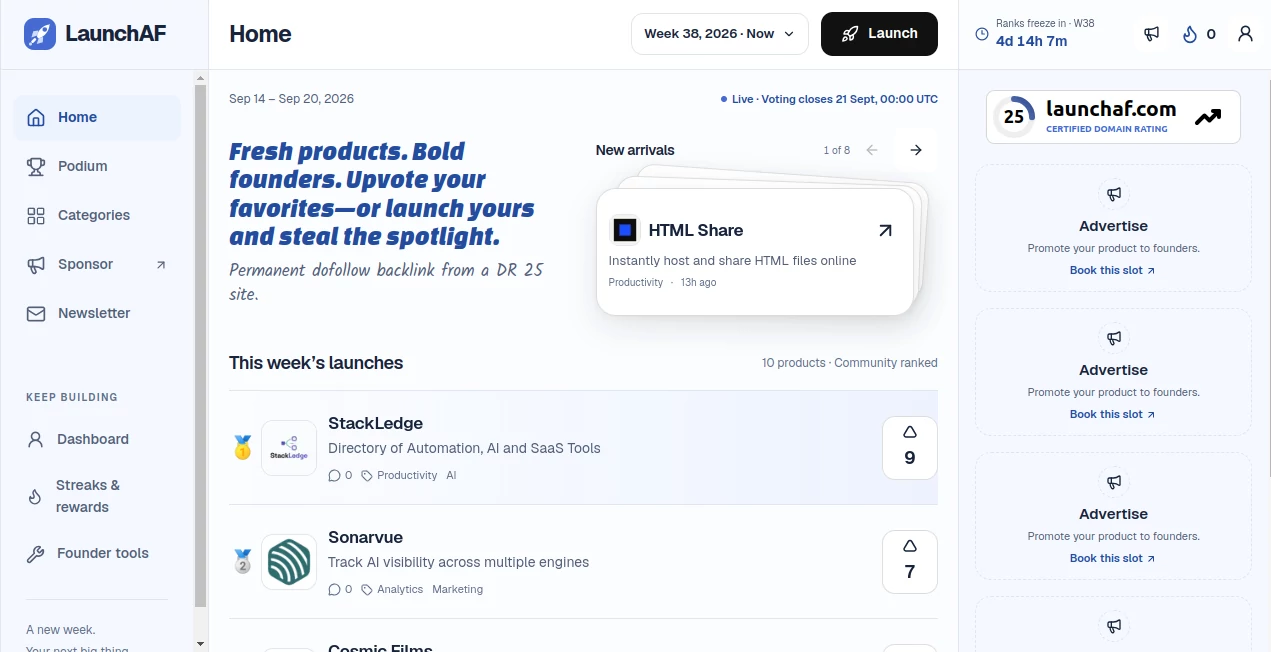 Screenshot of LaunchAF – An AI tool in the ,Code & IT  category, showcasing its interface and key features.
