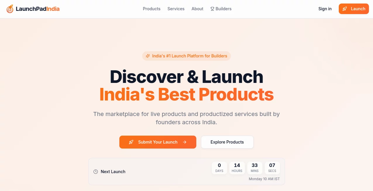 Screenshot of LaunchPad India – An AI tool in the ,AI Project Management ,AI Marketing Plan Generator ,AI Business Ideas Generator ,AI Consulting Assistant  category, showcasing its interface and key features.