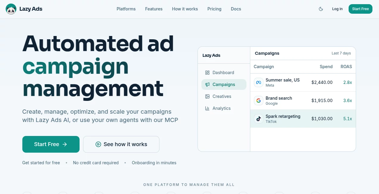 Screenshot of Lazy Ads – An AI tool in the ,AI Ad Creative Assistant ,AI Ad Generator ,AI Analytics Assistant ,AI Advertising Assistant  category, showcasing its interface and key features.