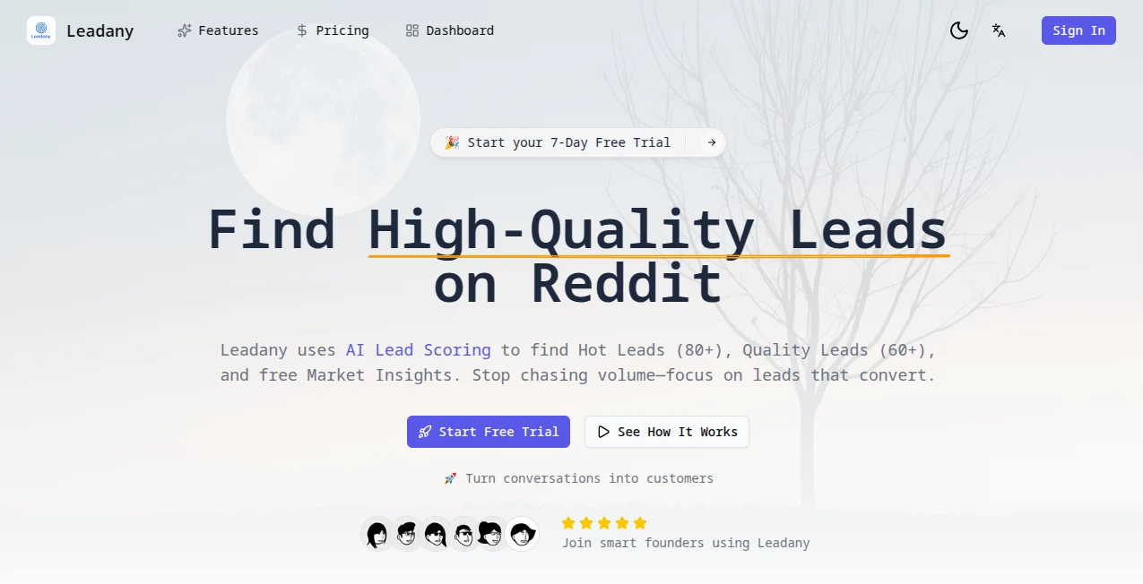 Screenshot of LeadAny – An AI tool in the ,AI Lead Generation ,AI Sales Assistant ,AI Digital Marketing Generator ,AI Marketing Plan Generator  category, showcasing its interface and key features.