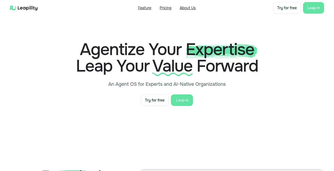 Screenshot of Leapility – An AI tool in the ,AI Developer Tools ,AI App Builder ,AI Productivity Tools ,AI Workflow Management  category, showcasing its interface and key features.