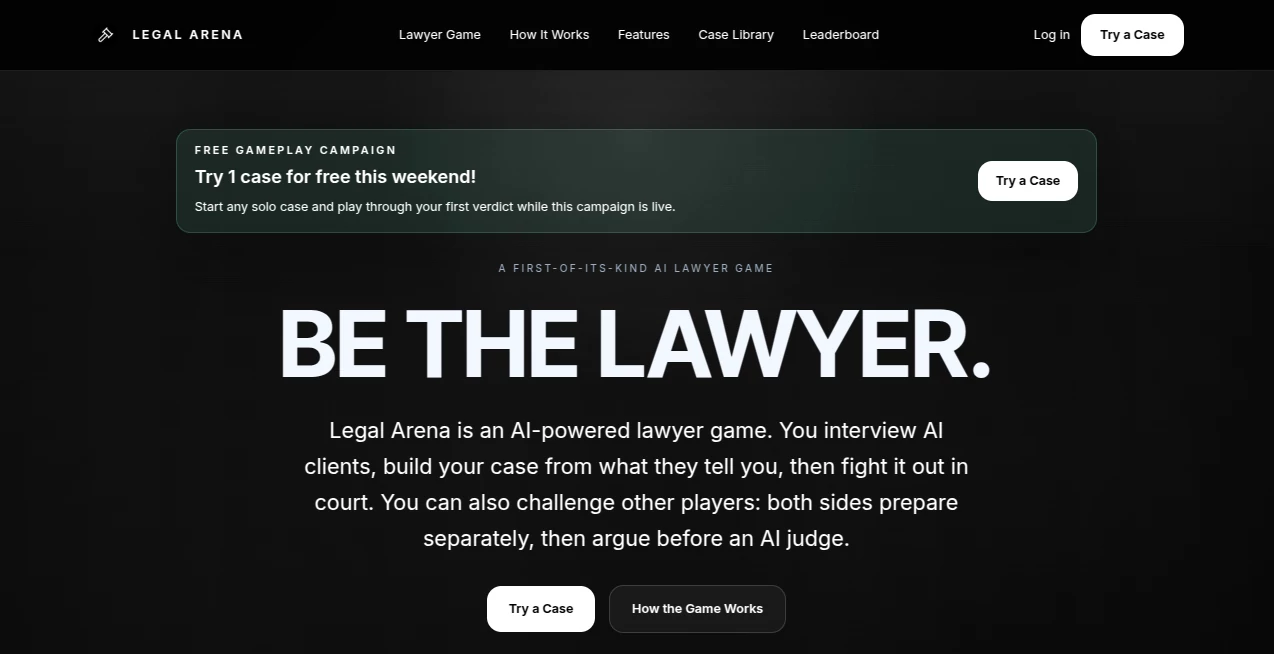 Screenshot of LegalArena – An AI tool in the ,AI Fun Tools ,AI Legal Assistant  category, showcasing its interface and key features.