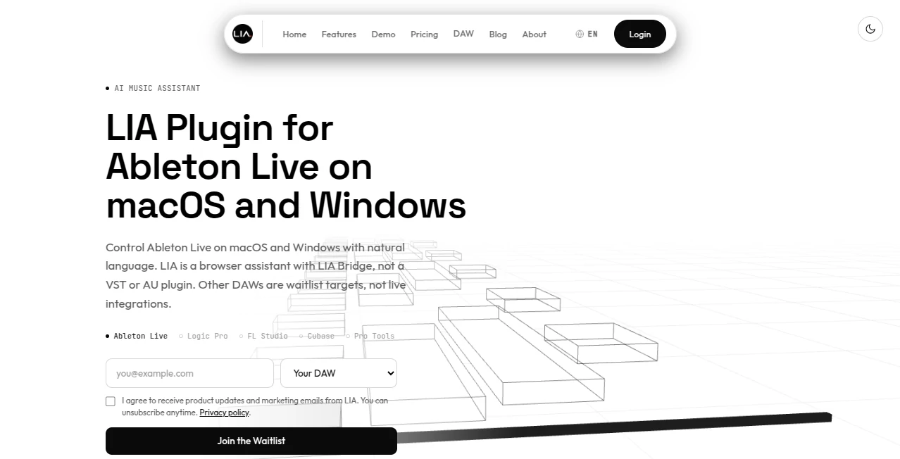 Screenshot of LIA – An AI tool in the ,AI Audio Enhancer ,AI Music Generator ,AI Voice Assistants ,AI Productivity Tools  category, showcasing its interface and key features.
