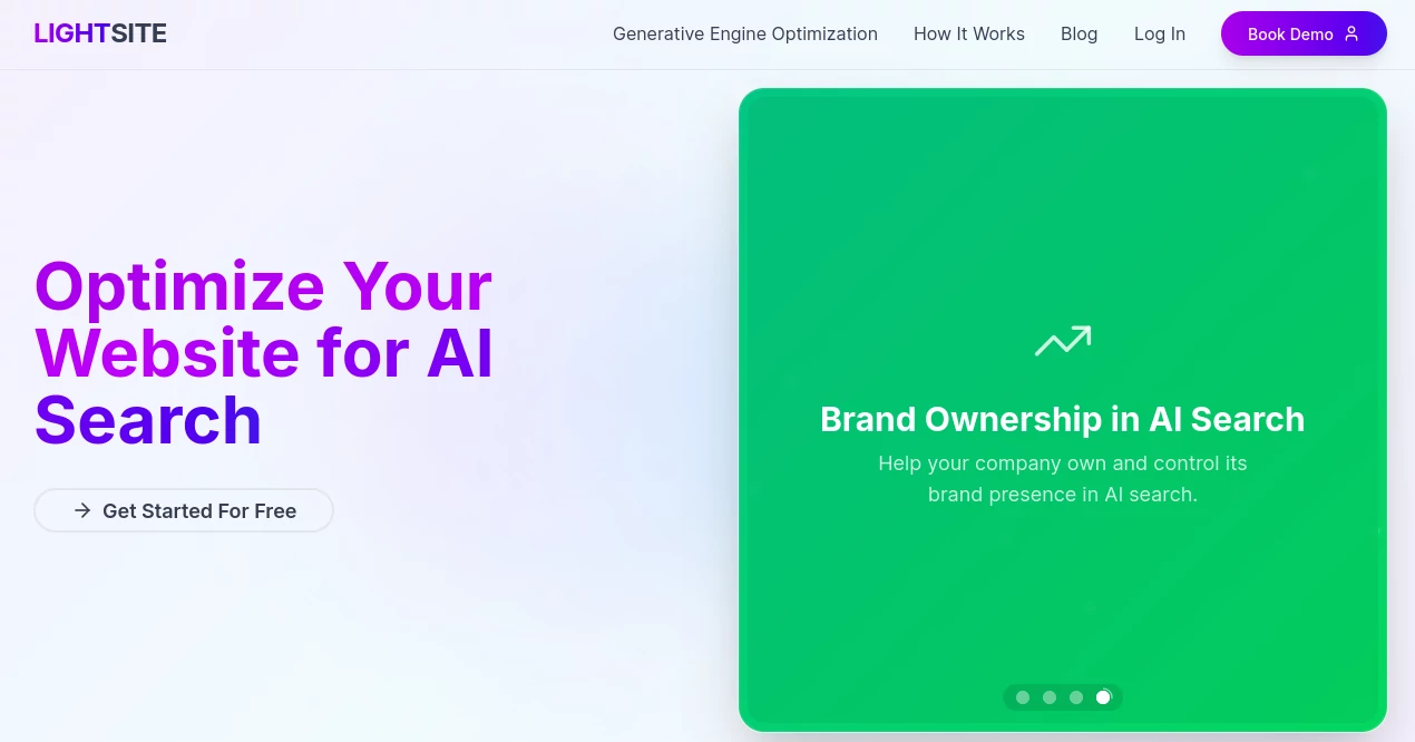 Screenshot of LIGHTSITE – An AI tool in the ,AI SEO Assistant ,AI Content Generator ,AI Research Tool ,AI Marketing Plan Generator  category, showcasing its interface and key features.