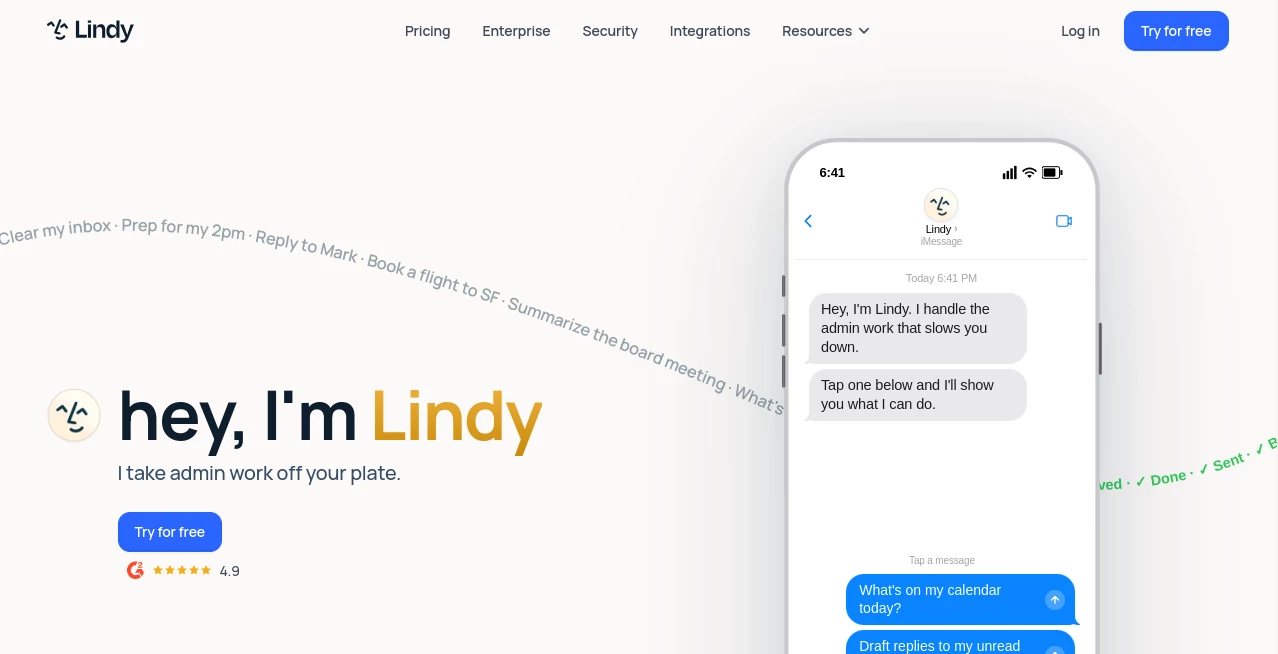 Screenshot of Lindy AI – An AI tool in the ,AI CRM Assistant ,AI Productivity Tools ,AI Workflow Management ,AI Project Management  category, showcasing its interface and key features.