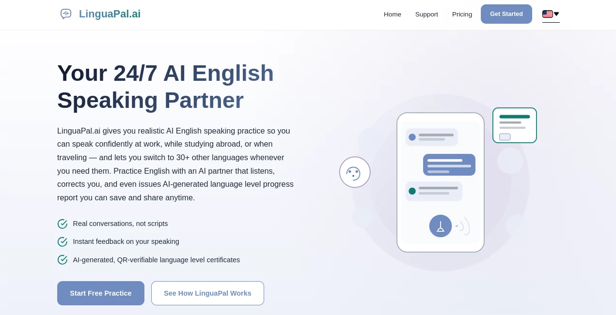 Screenshot of LinguaPal – An AI tool in the ,AI Translate ,AI Education Assistant ,AI Speech Recognition ,AI Writing Assistants  category, showcasing its interface and key features.