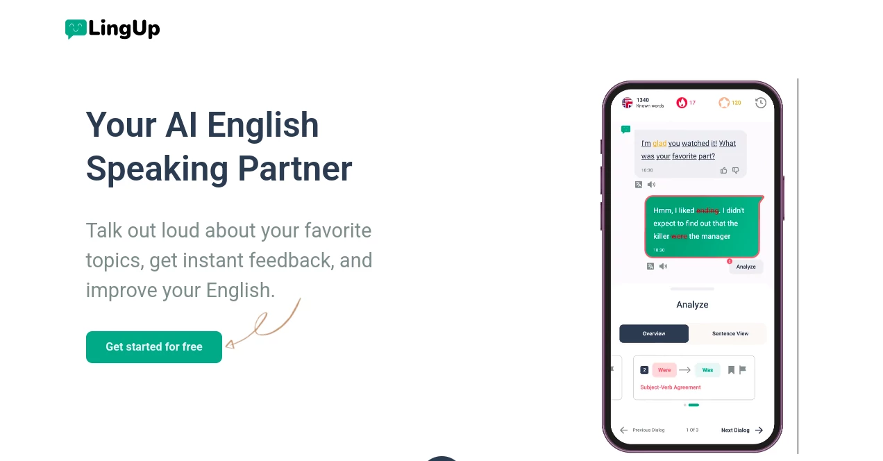 Screenshot of LingUp AI – An AI tool in the ,AI Voice Chat Generator ,AI Translate ,AI Speech Recognition ,AI Speech Synthesis  category, showcasing its interface and key features.