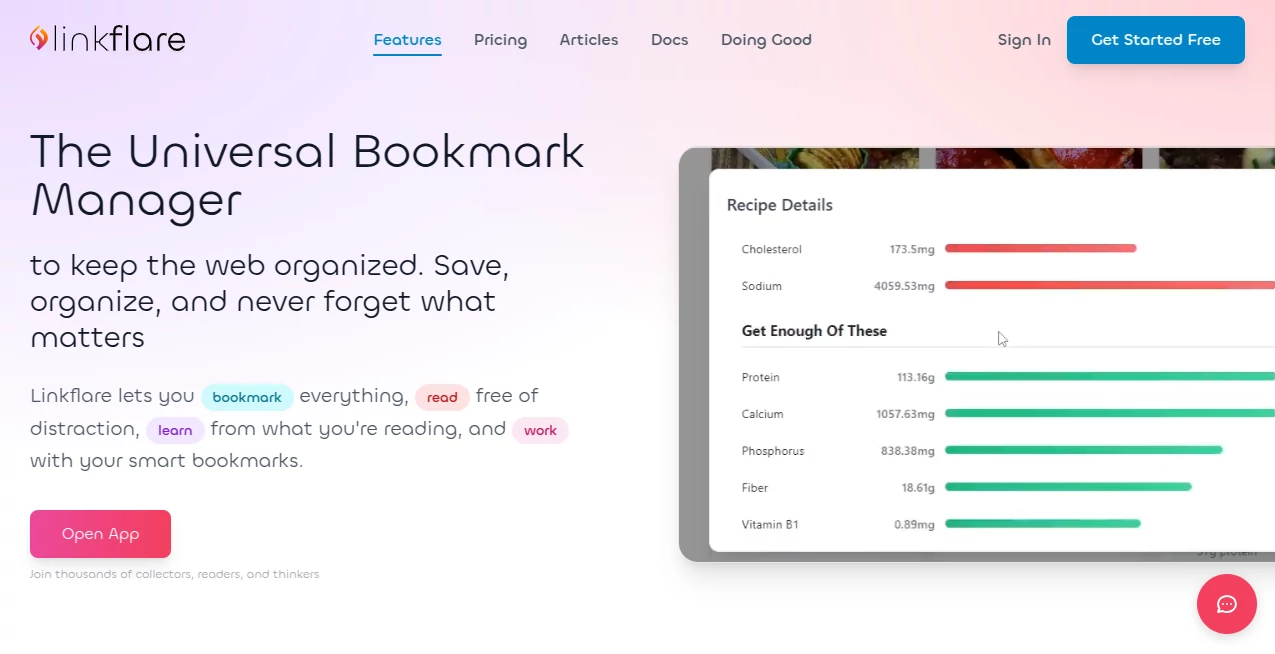 Screenshot of Linkflare – An AI tool in the ,AI Knowledge Management ,AI Productivity Tools ,AI Notes Assistant  category, showcasing its interface and key features.