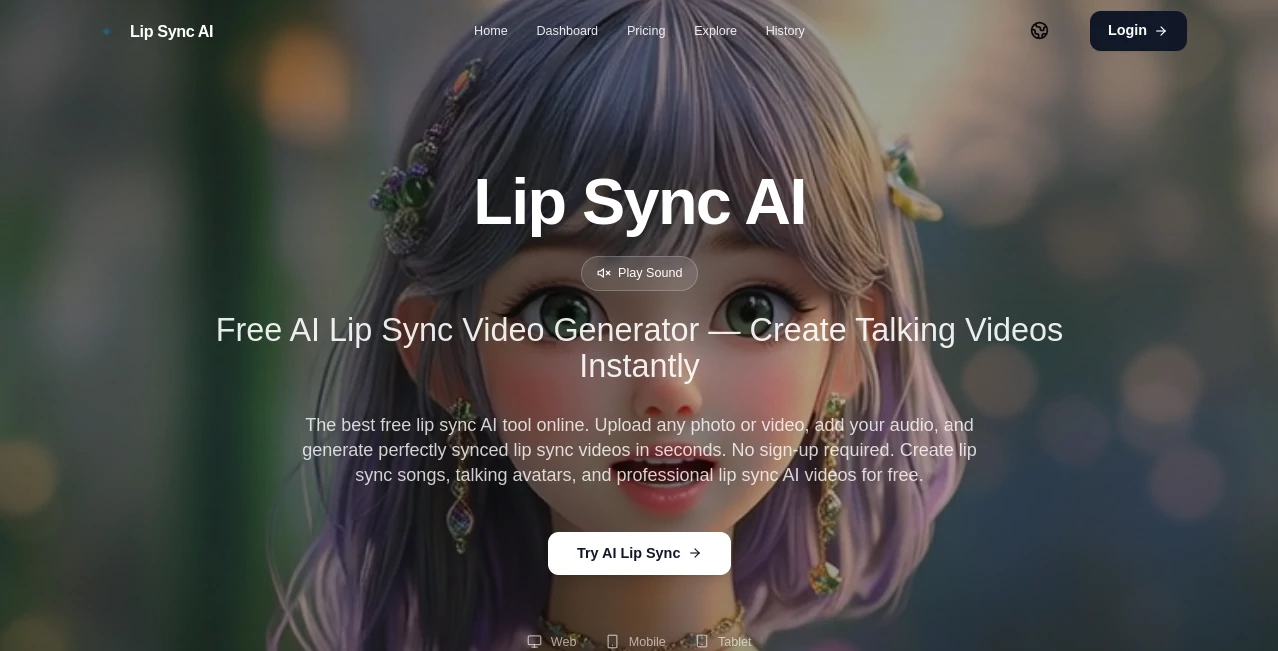 Screenshot of Lip Sync AI – An AI tool in the ,AI Lip Sync Generator  category, showcasing its interface and key features.