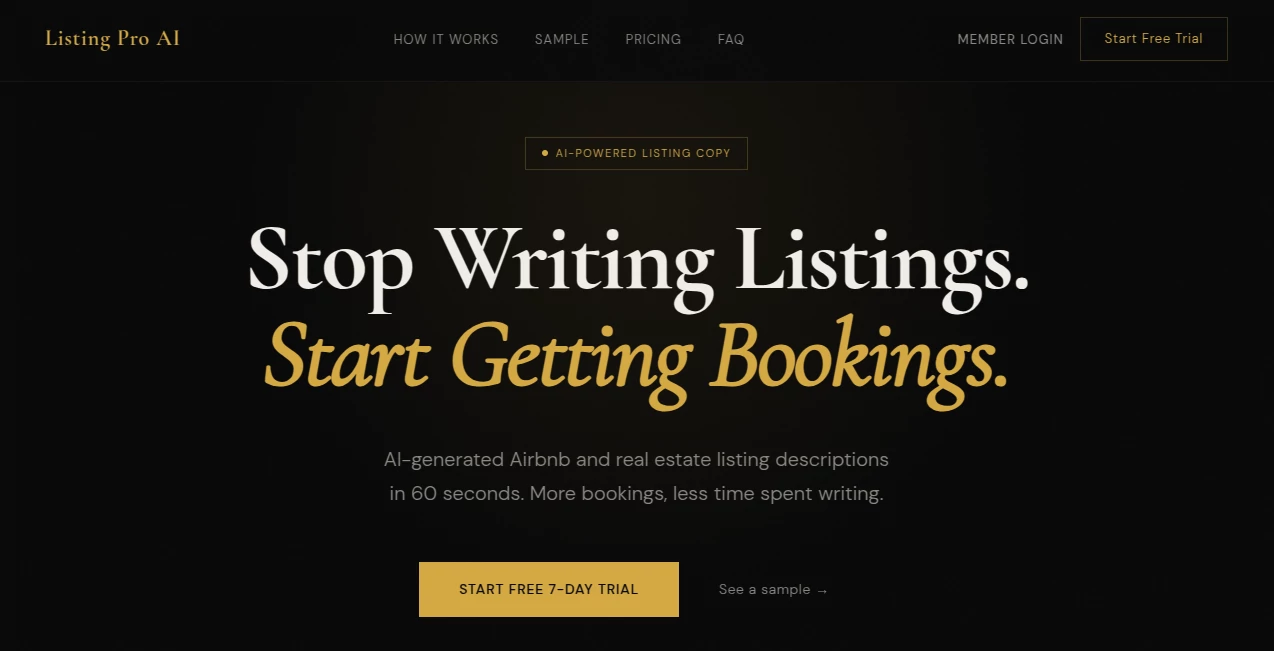 Screenshot of Listing Pro AI – An AI tool in the ,AI Copywriting ,AI Content Generator ,AI SEO Assistant ,Other  category, showcasing its interface and key features.