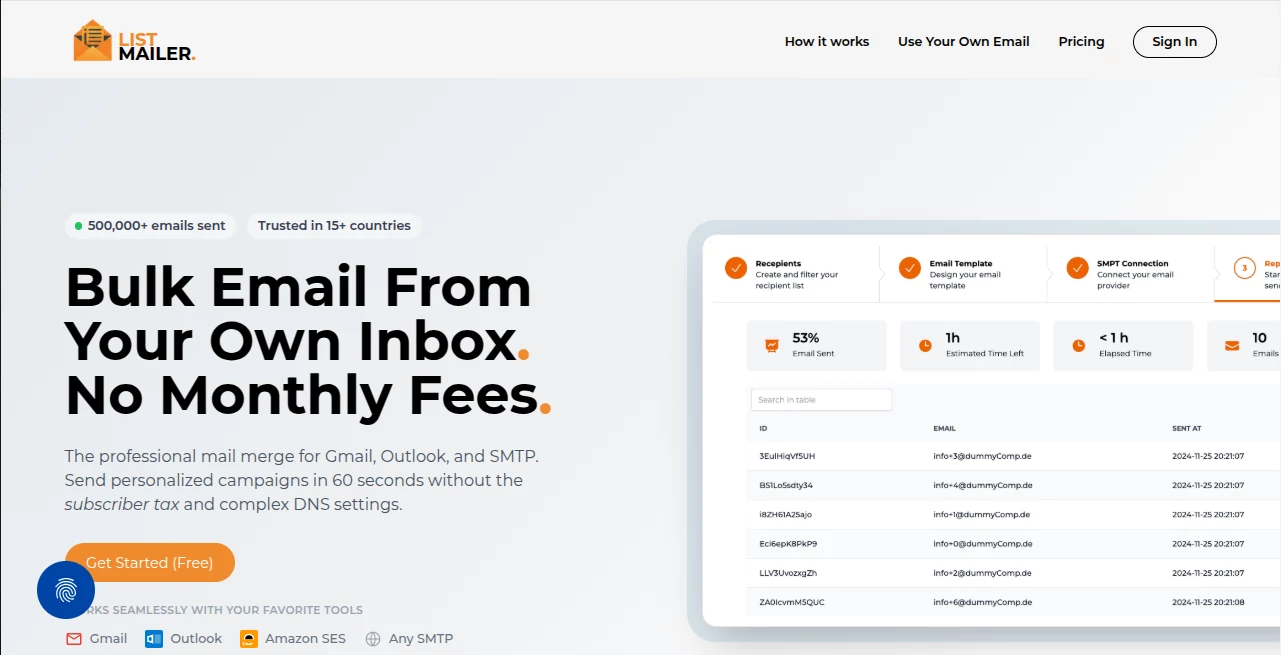 Screenshot of Listmailer – An AI tool in the ,AI Marketing Plan Generator ,AI Email Marketing ,AI CRM Assistant ,AI Productivity Tools  category, showcasing its interface and key features.