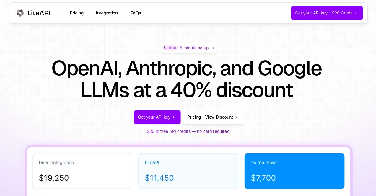 Screenshot of LiteAPI – An AI tool in the ,AI Code Assistant ,AI API Design ,AI Developer Tools  category, showcasing its interface and key features.