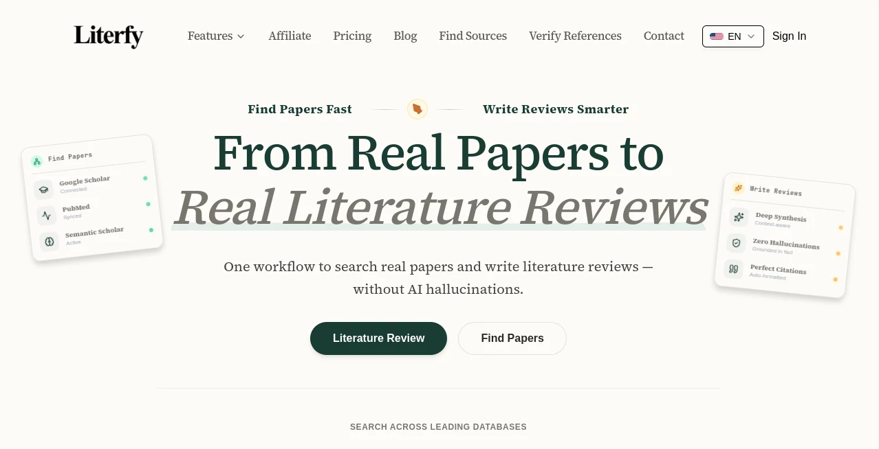 Screenshot of Literfy.ai – An AI tool in the ,AI Blog Writer ,AI Copywriting ,AI Writing Assistants ,AI Content Generator  category, showcasing its interface and key features.