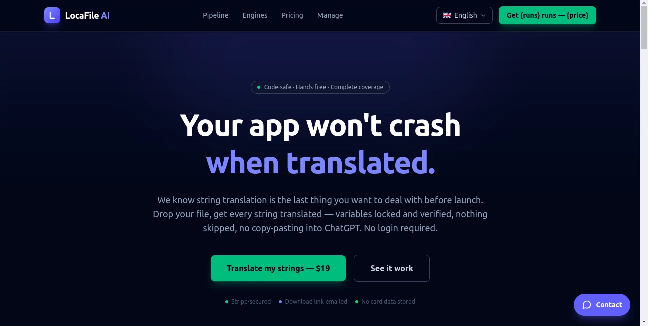 Screenshot of LocaFile AI – An AI tool in the ,AI Translate ,AI Content Generator ,AI Developer Tools ,AI Productivity Tools  category, showcasing its interface and key features.