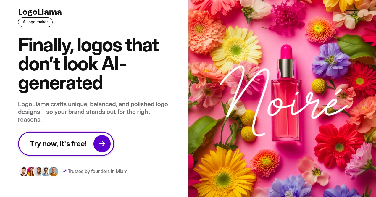 Screenshot of LogoLlama – An AI tool in the ,AI Icon Generator ,AI Logo Generator ,AI Design Generator ,AI Illustration Generator  category, showcasing its interface and key features.