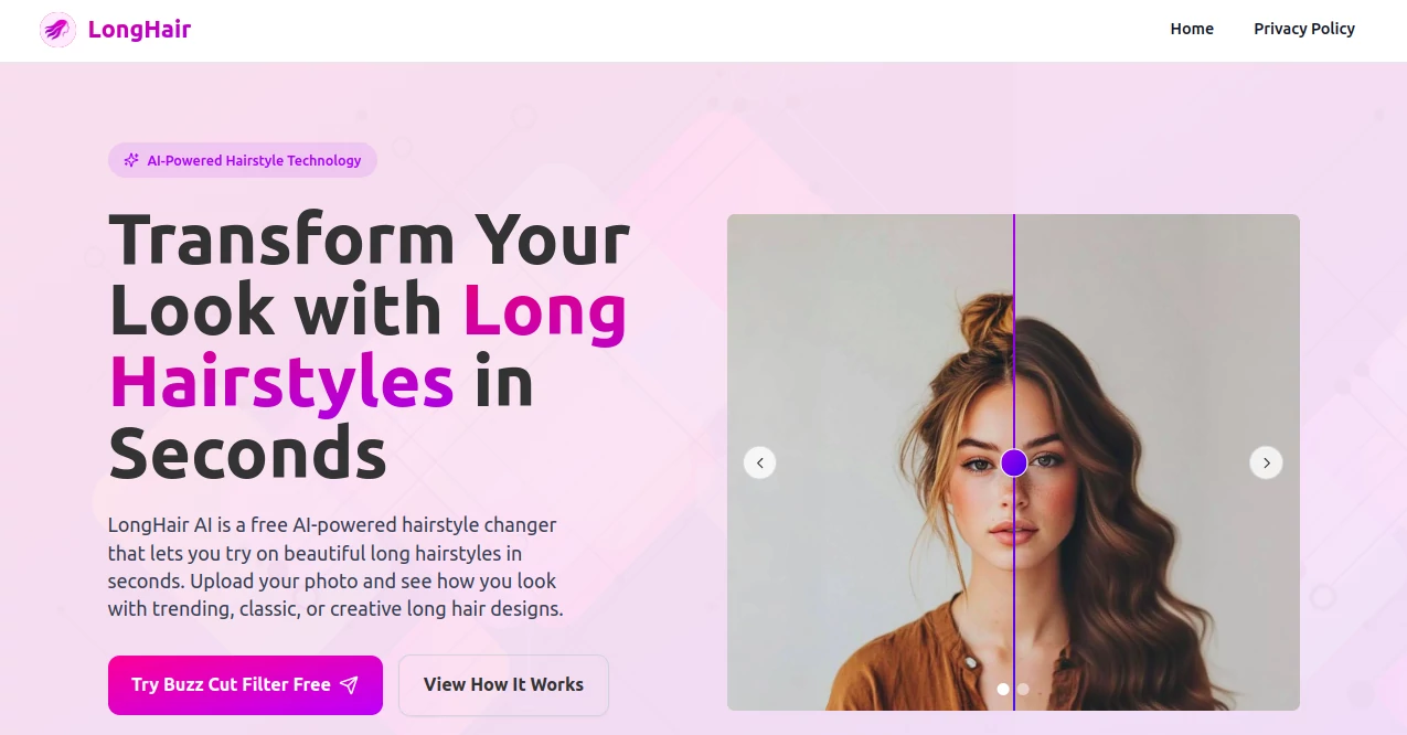 Screenshot of LongHair – An AI tool in the ,AI Photo Enhancer ,Photo & Image Editor ,AI Selfie & Portrait ,AI Photo Restoration  category, showcasing its interface and key features.