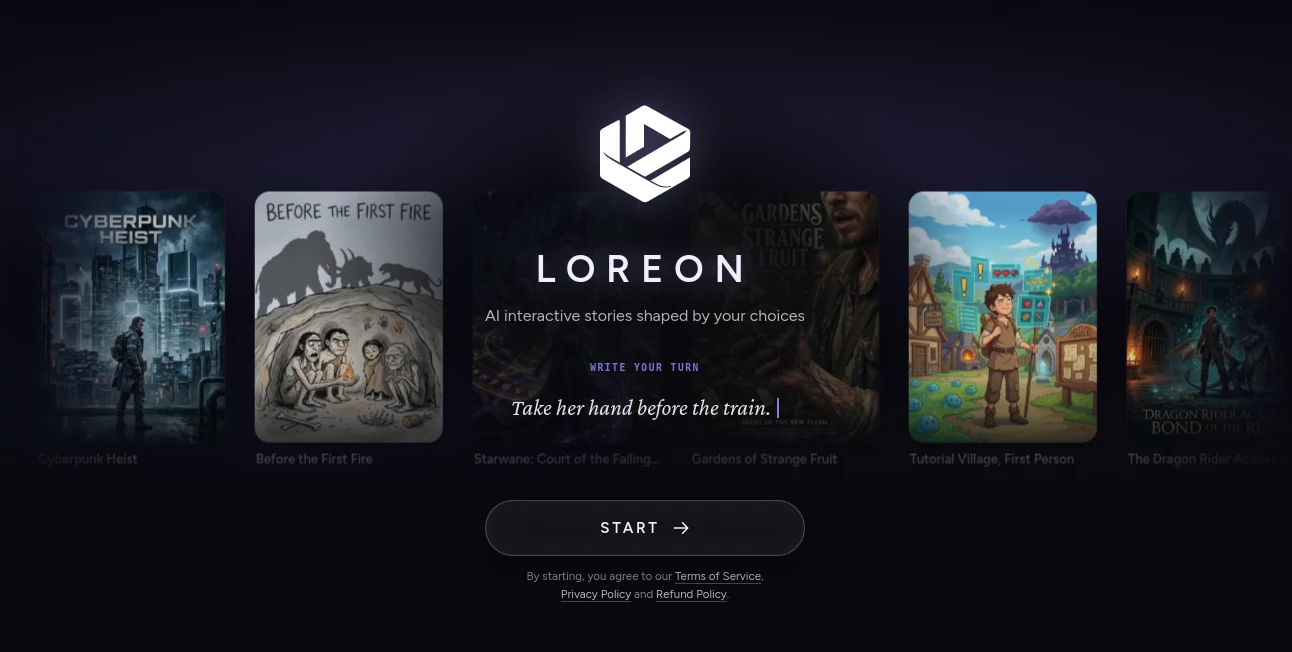 Screenshot of Loreon – An AI tool in the ,AI Game ,AI Story Writing  category, showcasing its interface and key features.