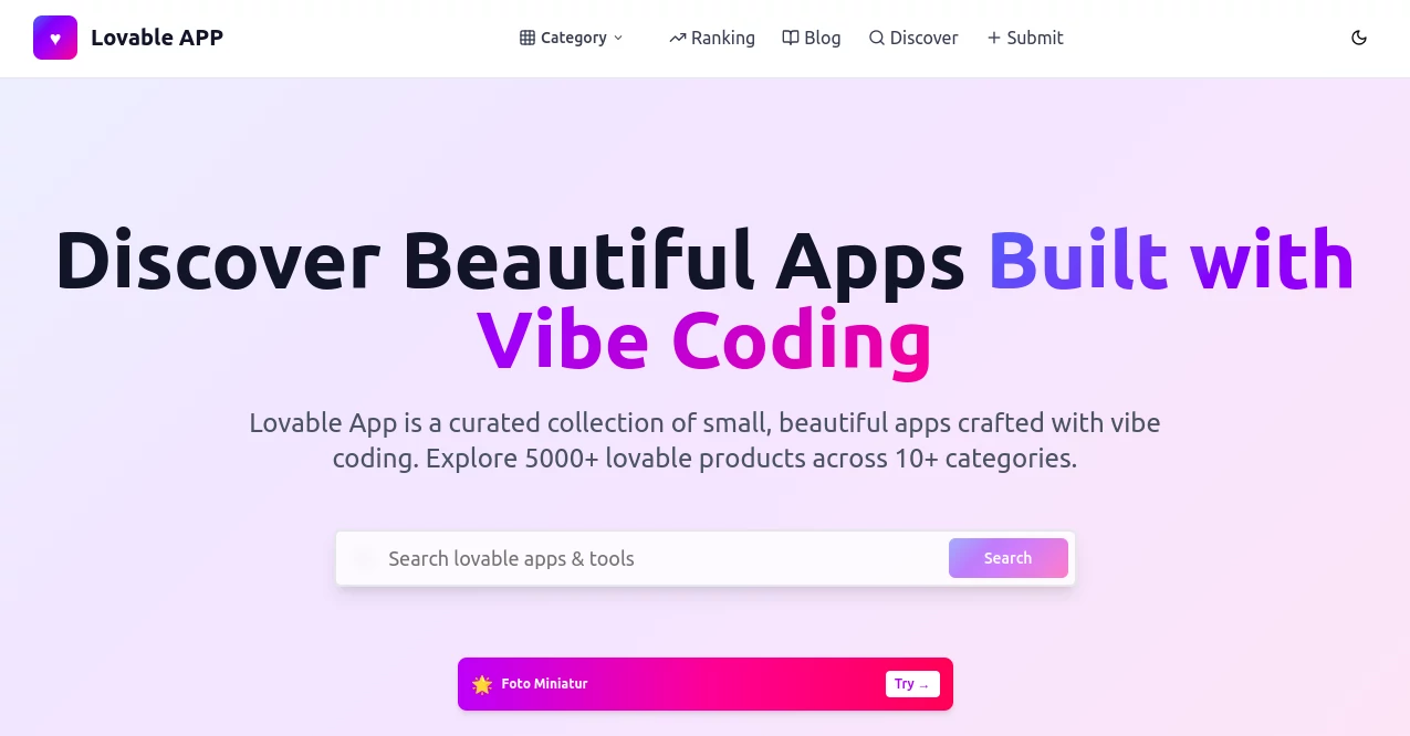 Screenshot of Lovable APP – An AI tool in the ,AI App Builder ,AI No-Code & Low-Code ,AI Developer Tools  category, showcasing its interface and key features.