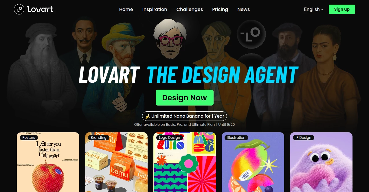 Screenshot of LovArt AI – An AI tool in the ,AI Photo & Image Generator ,AI 3D Model Generator ,AI Video Generator ,AI Design Generator  category, showcasing its interface and key features.