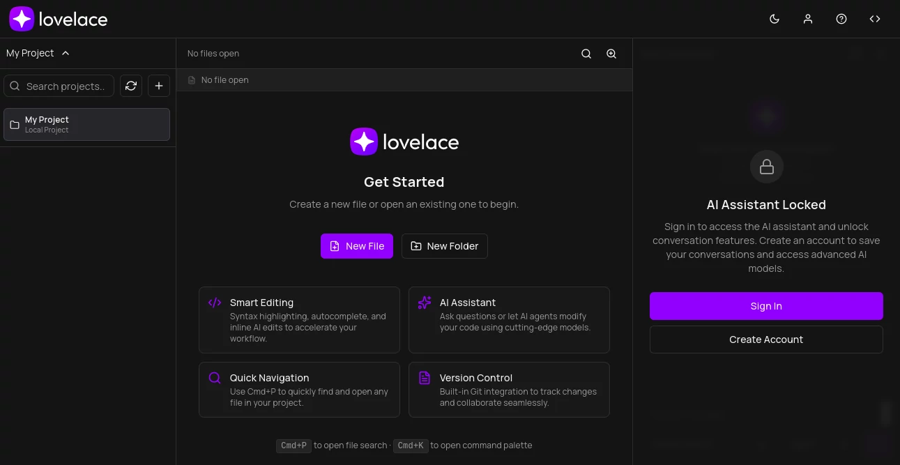 Screenshot of Lovelace – An AI tool in the ,AI No-Code & Low-Code ,AI Code Assistant ,AI Code Generator ,AI Developer Tools  category, showcasing its interface and key features.