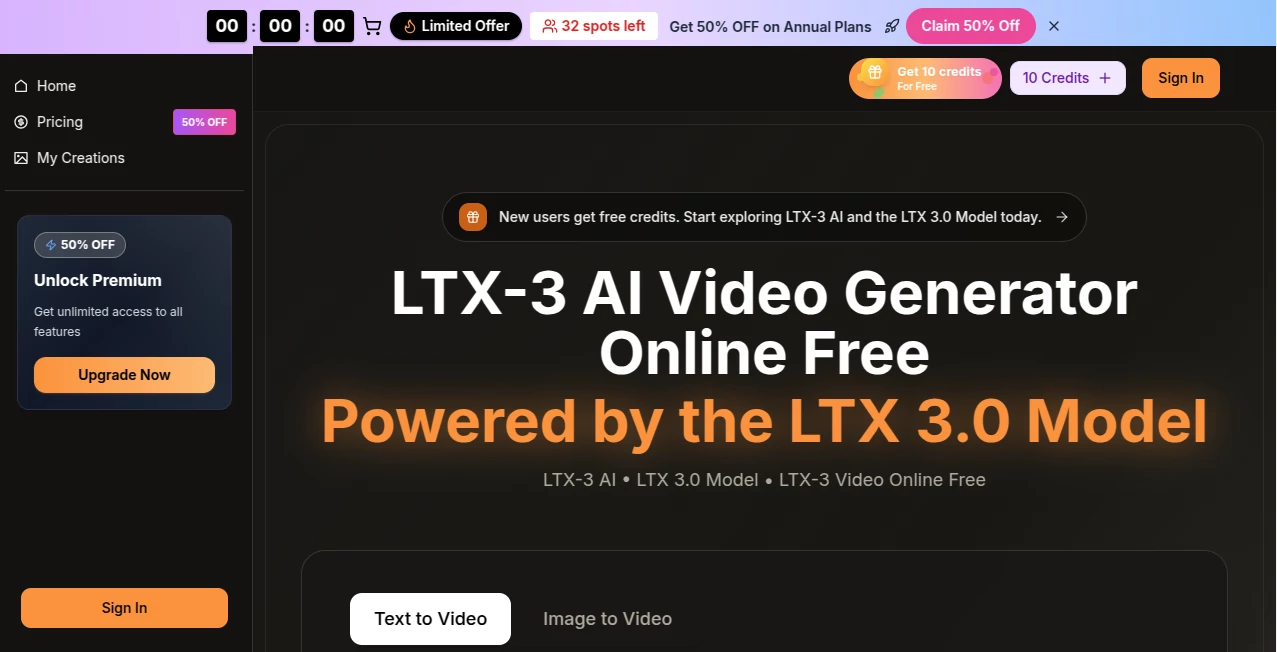 Screenshot of LTX-3 AI – An AI tool in the ,AI Animated Video ,AI Image to Video ,AI Video Generator ,AI Text to Video  category, showcasing its interface and key features.
