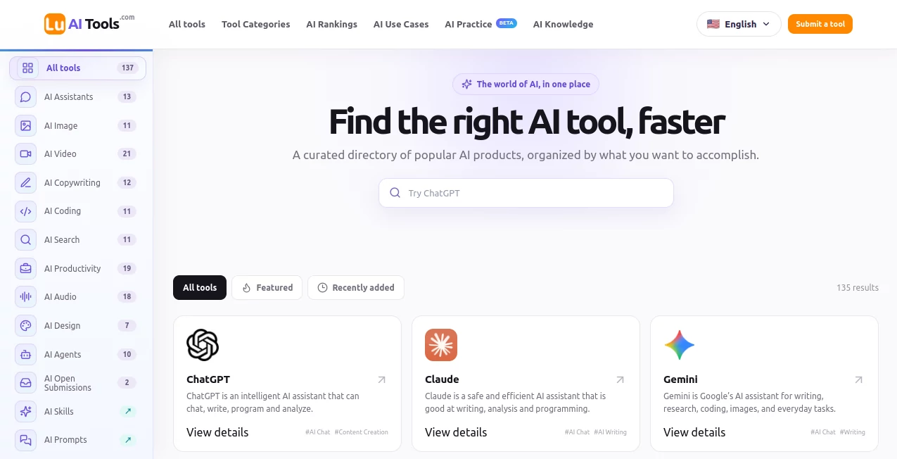 Screenshot of LuAITools – An AI tool in the ,AI Tools Directory  category, showcasing its interface and key features.