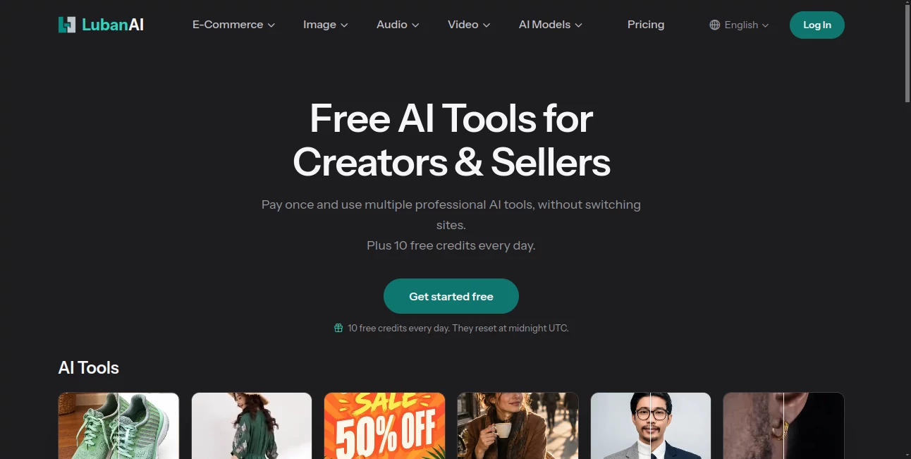Screenshot of LubanAI – An AI tool in the ,AI Background Remover ,AI Photo Enhancer ,AI Photo & Image Generator ,Image  category, showcasing its interface and key features.