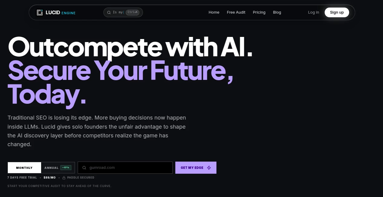 Screenshot of Lucid Engine – An AI tool in the ,AI Research Tool ,AI Analytics Assistant ,AI SEO Assistant ,AI Marketing Plan Generator  category, showcasing its interface and key features.